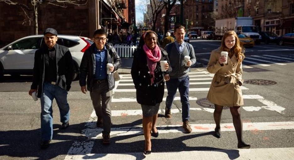 alumni in crosswalk