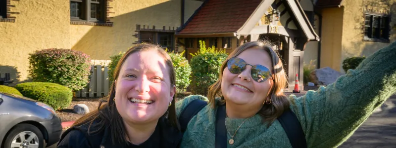 Two girls looking at the camera