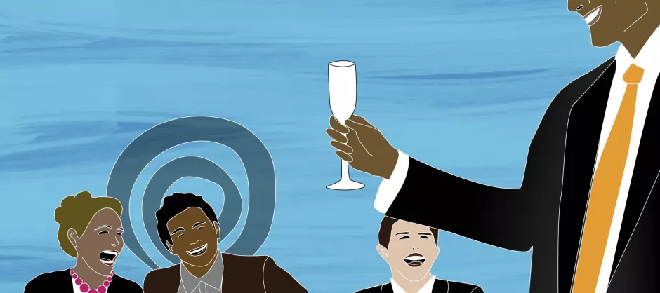 Celebrating at a banquet 