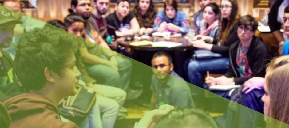 A group of people sitting together