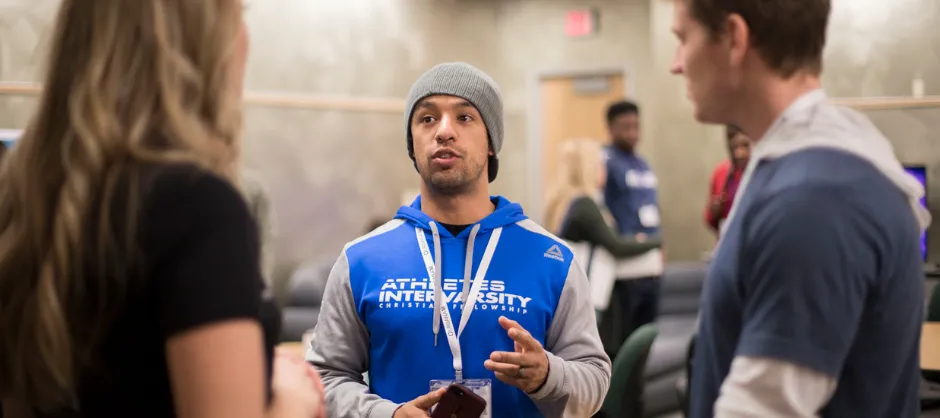 Student athlete talking