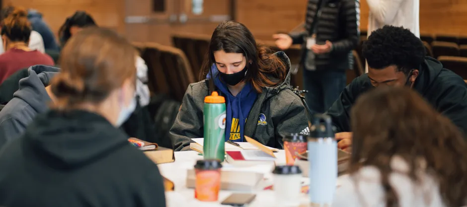 Students studying the Bible