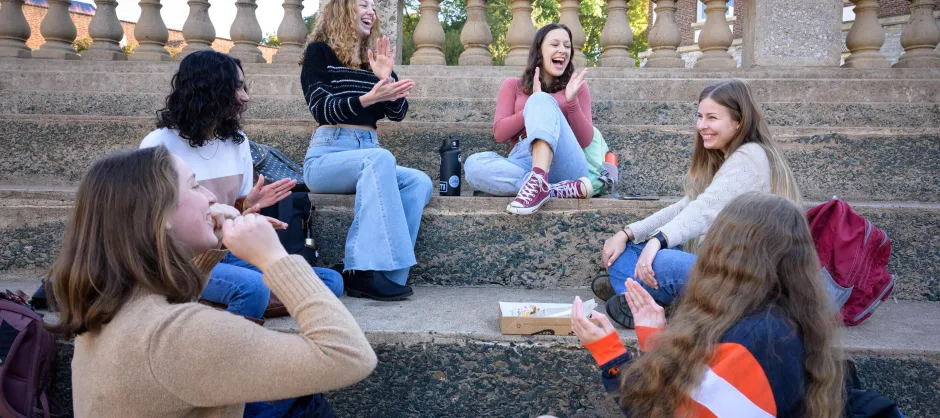 Graduate students in a small group