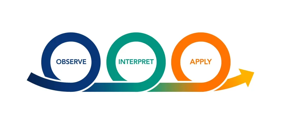 The OIA graphic, which are three circles looped around to connect each other.