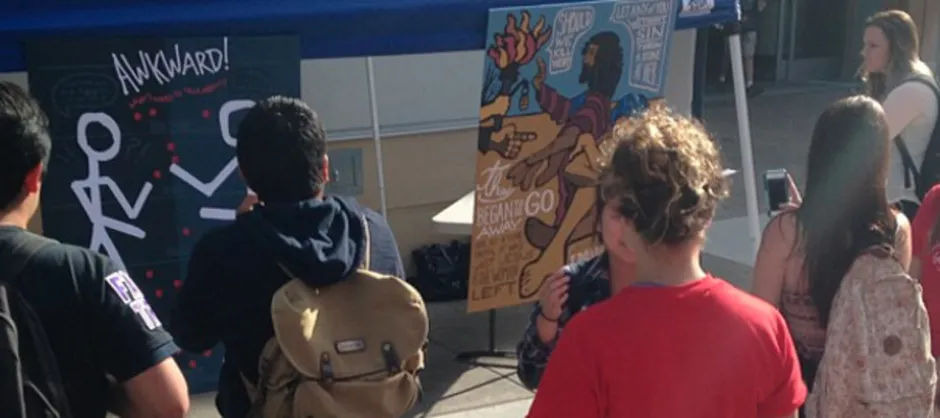 students looking at the awkward proxe