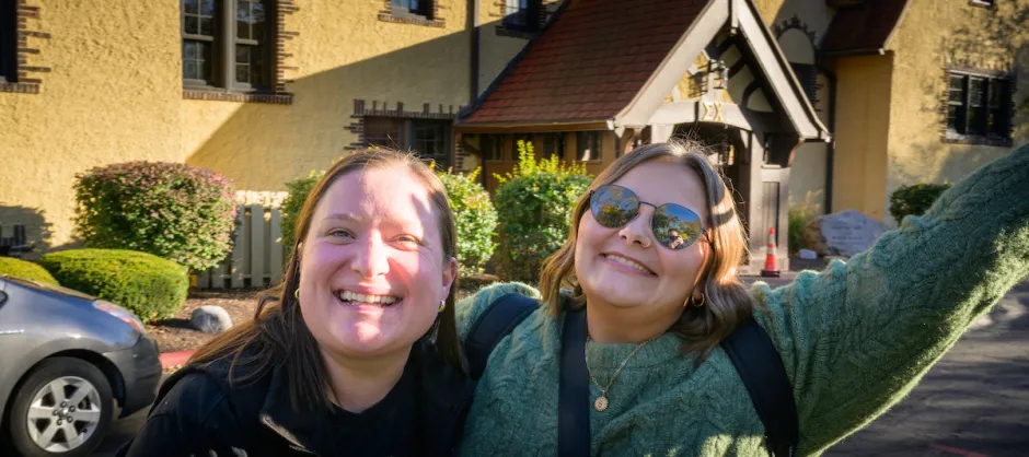Two girls looking at the camera