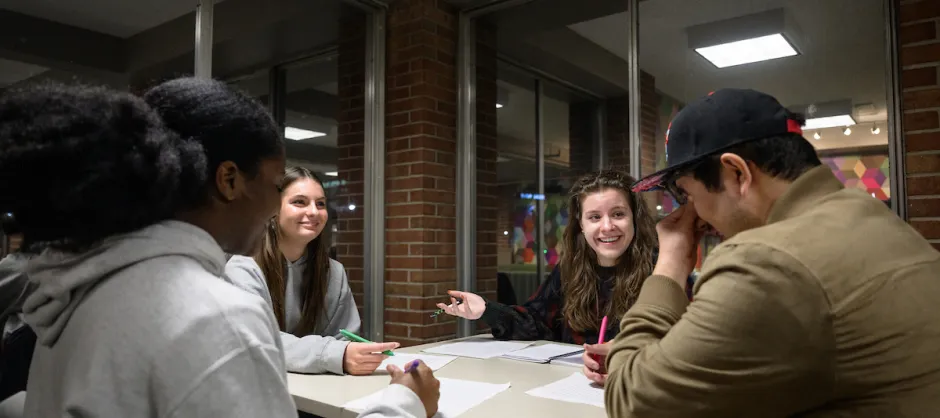 Students studying the Bible