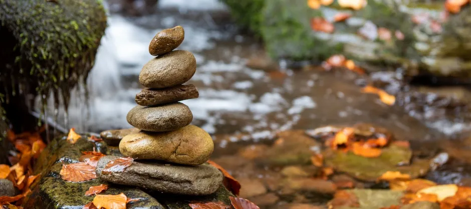 Stacked rocks in a river