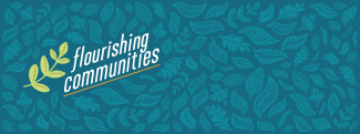 Flourishing Communities Large Group Header, a collage of leaves