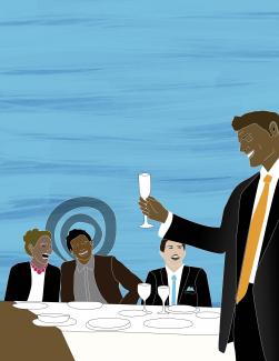Celebrating at a banquet