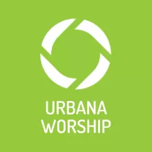 urbana worship logo: a circle of white swirls on a green background